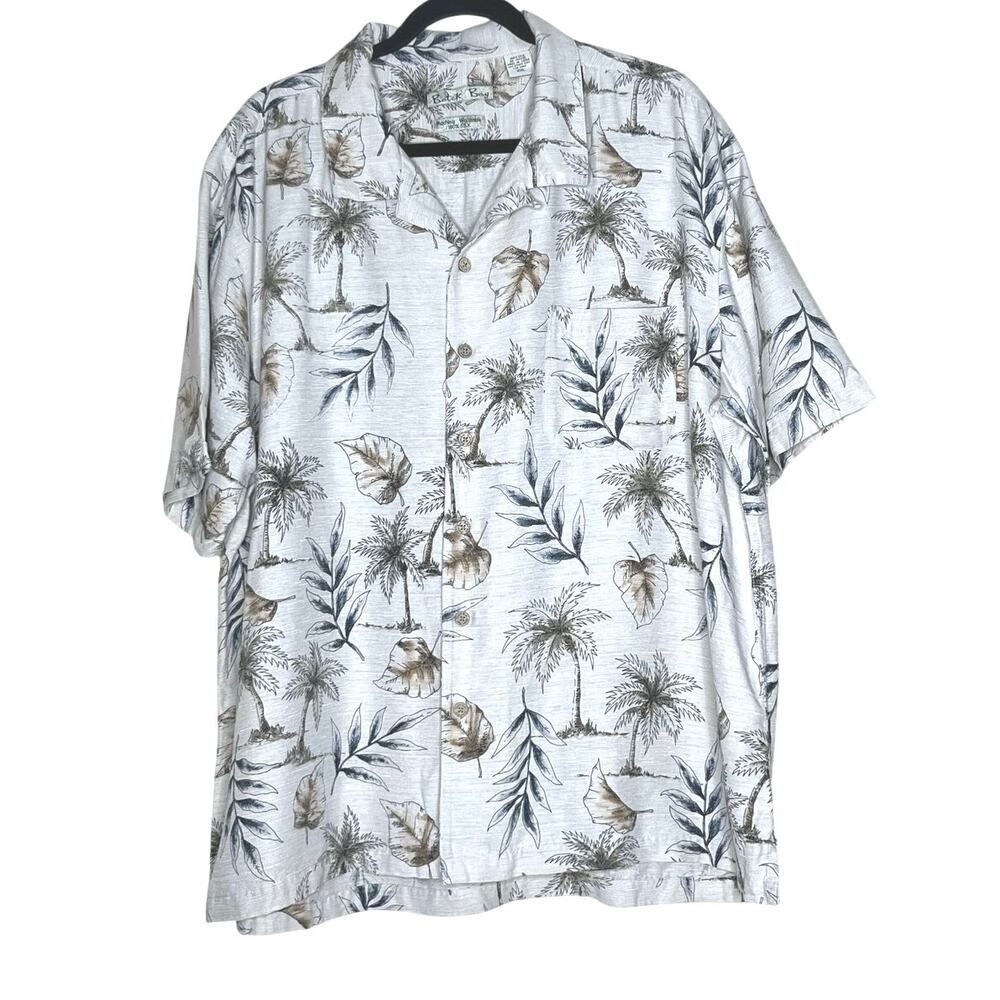 Batik Bay, Silk Hawaii Shirt, Floral Palm Trees, Men’s Short Sleeve